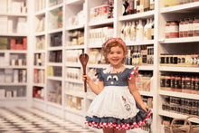 Load image into Gallery viewer, Girl wearing a mouse and chef cooking costume dress with white apron and red checkered details